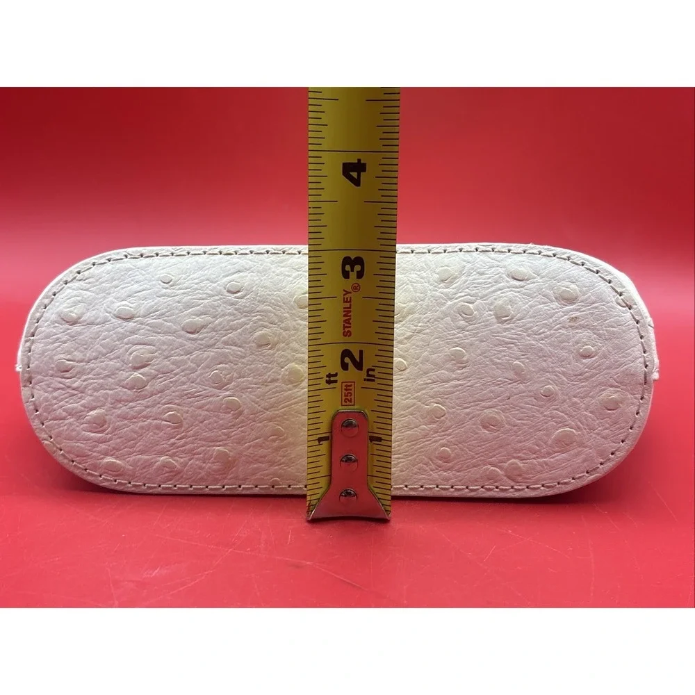 Ivory Ostrich Skin Effect bag w/Clasp Crossbody Purse Borse In Pelle Italy